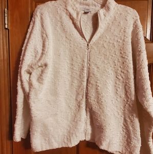 New size 22/24 super soft white full zip Dress Barn sweater